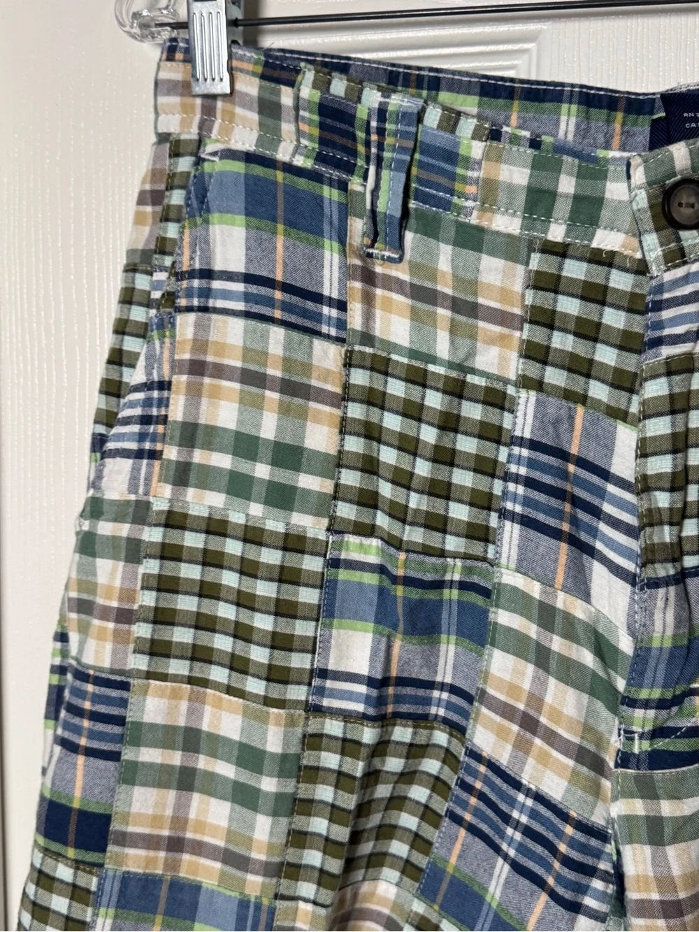 IZOD Men's Saltwater Patchwork Madras Plaid Golf Chino Shorts Size 32